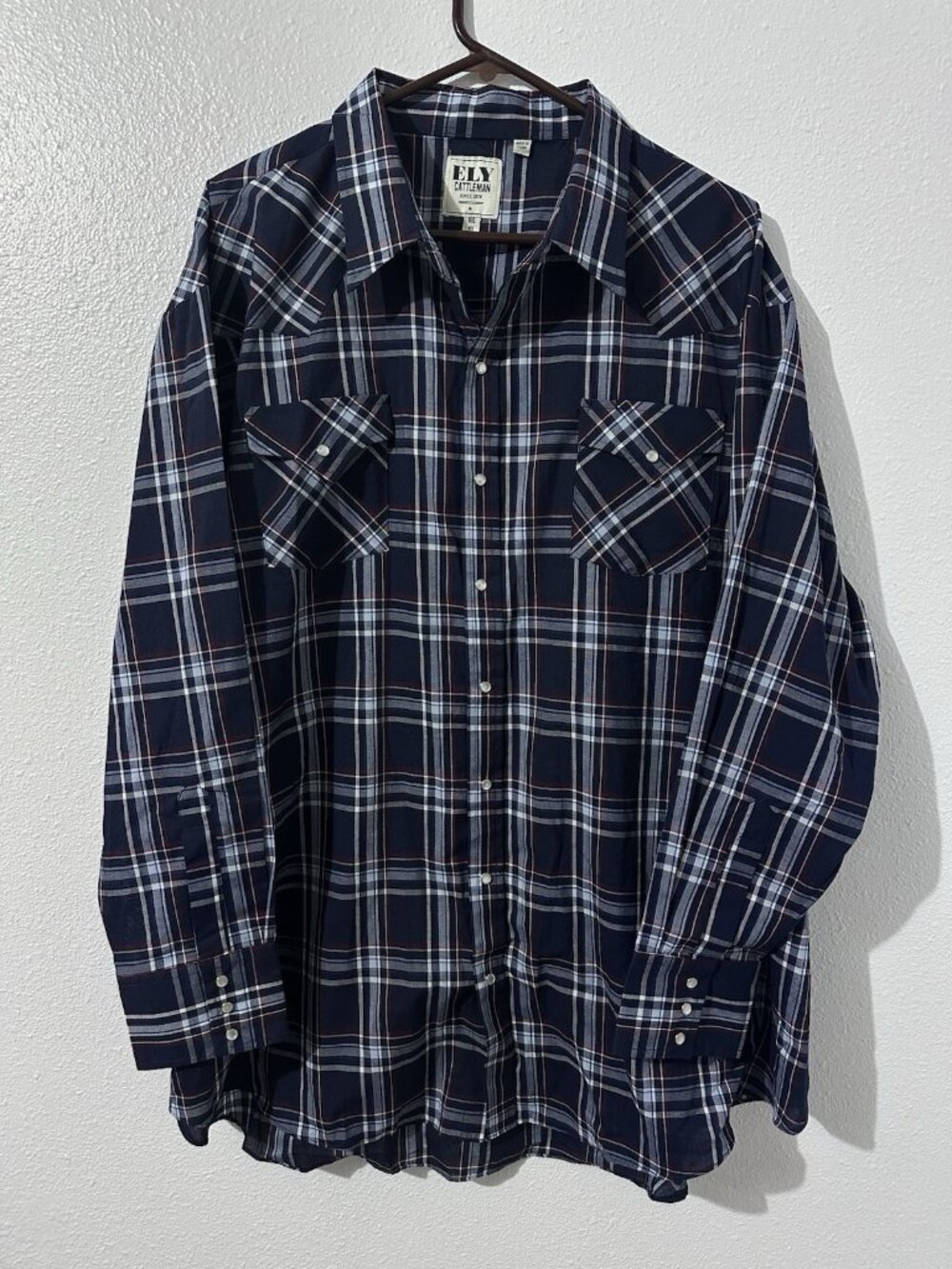 Ely Cattleman Mens Big 4XL Plaid Pearl Snap Western Shirt Rodeo Ranch Cowboy - Picture 1 of 6
